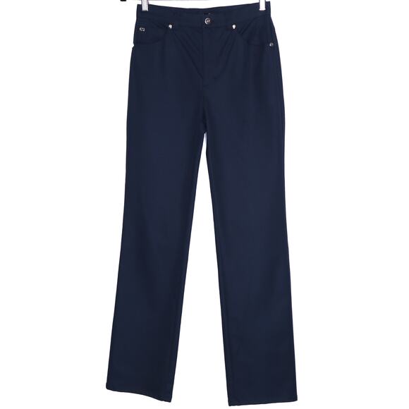 ESCADA High Rise Straight Leg Jeans Navy Blue 5-Pocket Casual Women's 34/4 - Picture 1 of 9